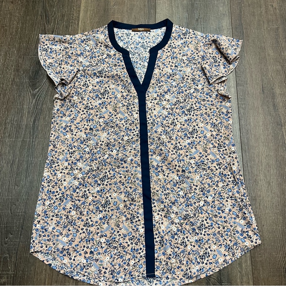 Gaharu Pink and Blue Floral Top